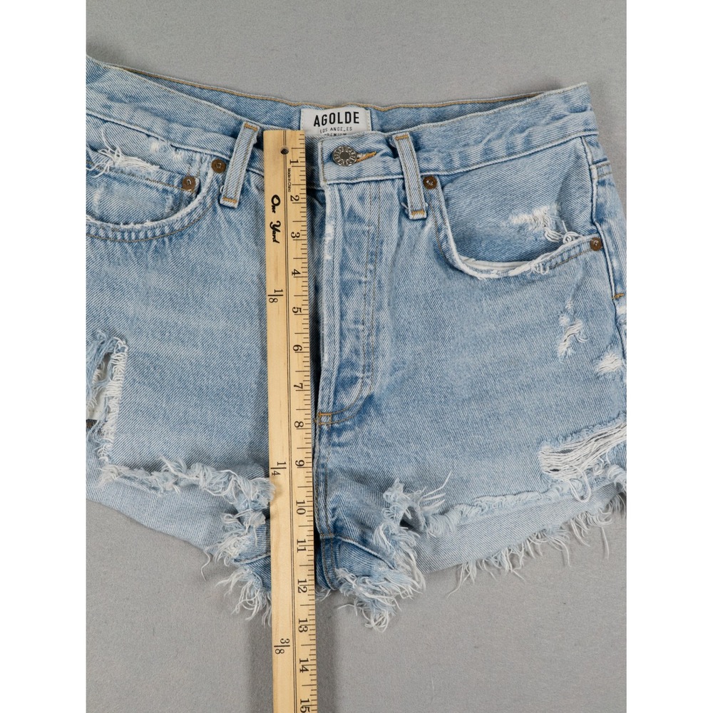 AGOLDE Parker Distressed Denim Shorts Swapmeet Light Blue 27 image 6